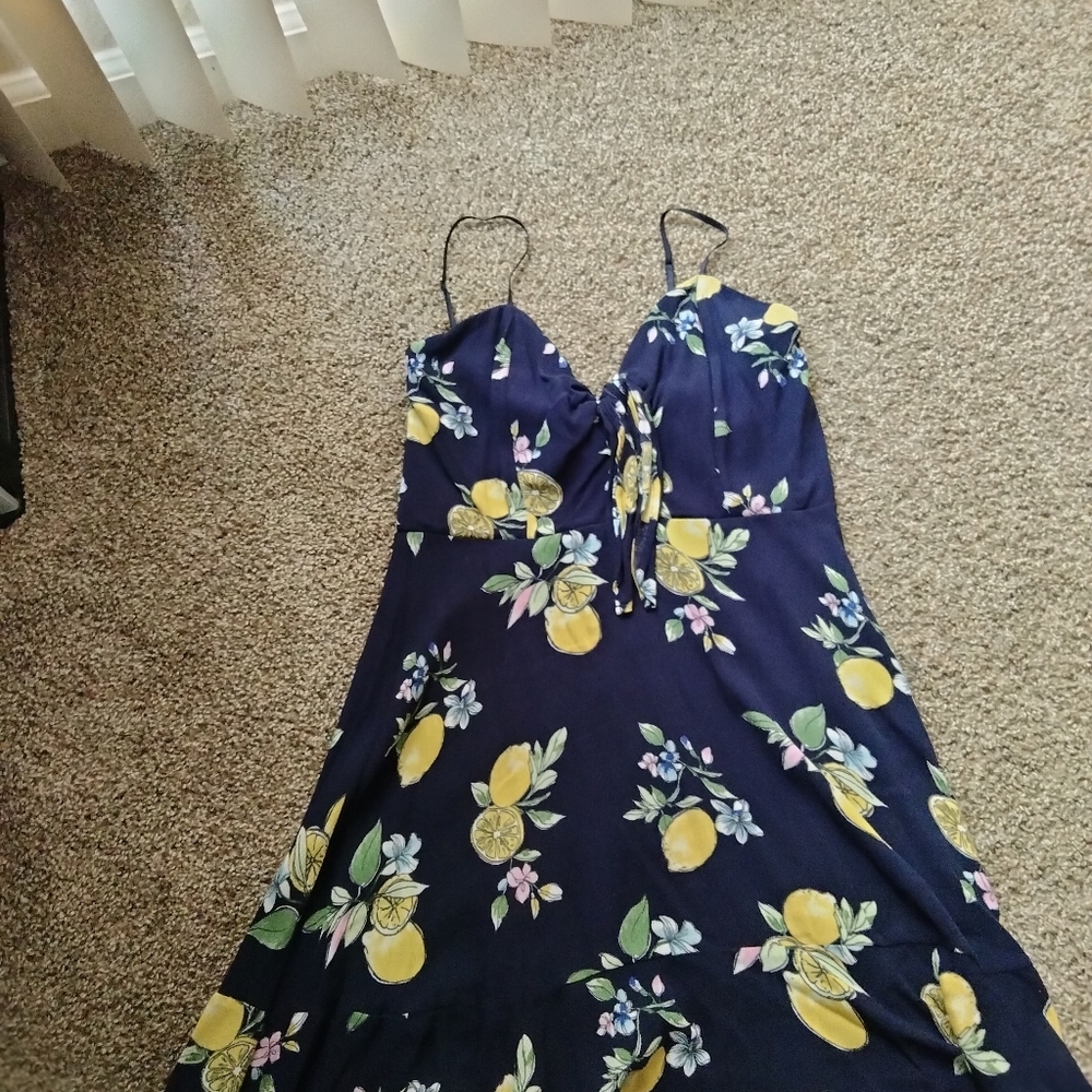Lemon summer mini dress anthropologie front retro pin up L